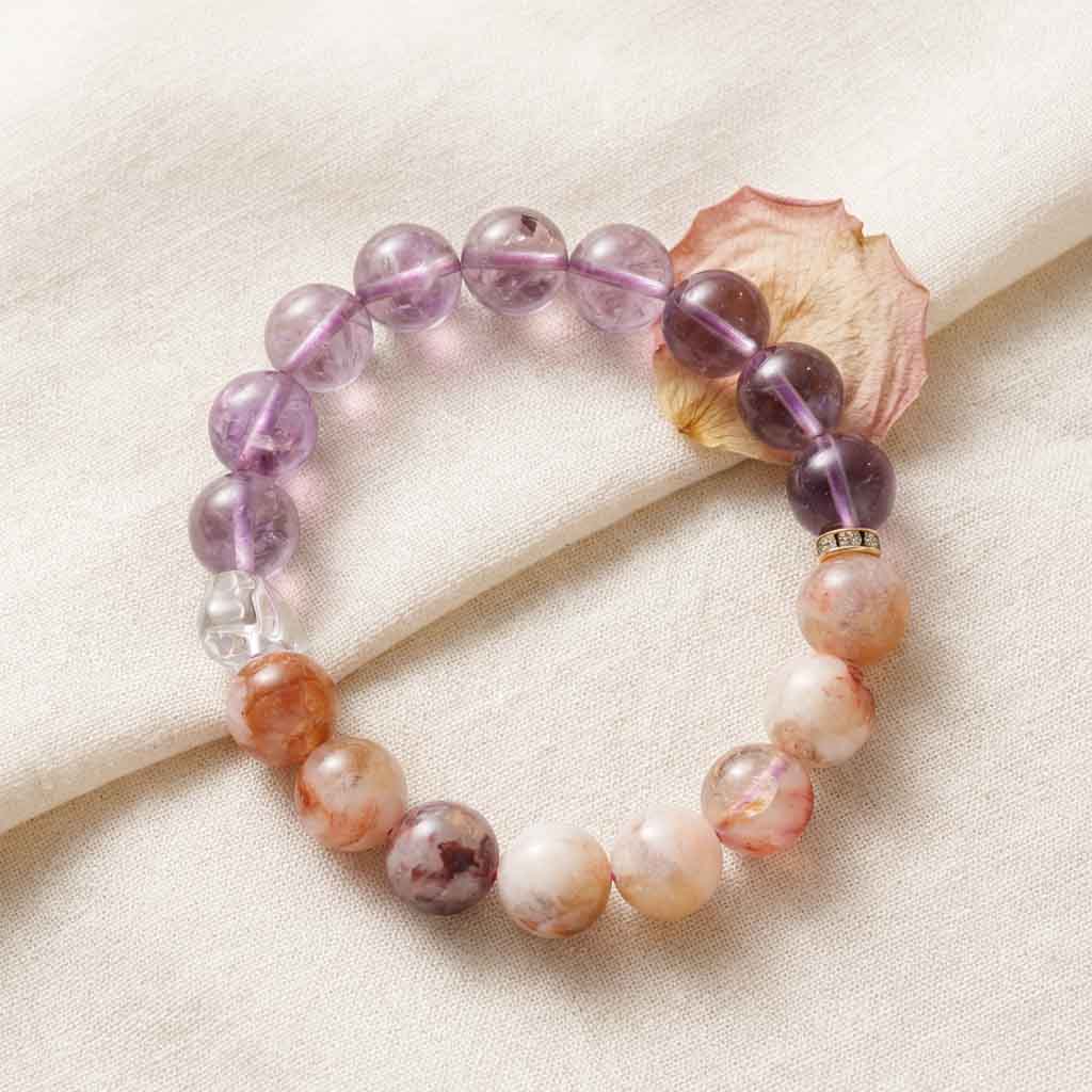 Letitdao Luck Stone Bracelet  Ametrine (Purple & Yellow) For Wealth & Balancing Energy