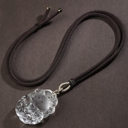 Natural Crystal Nine-Tailed Fox Pendant