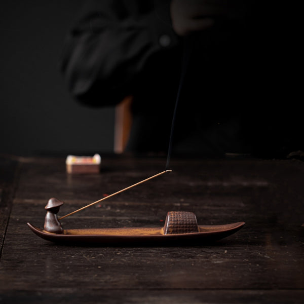 Letitdao A Lonely Fisherman Afloat Ceramic Healing Incense Burner