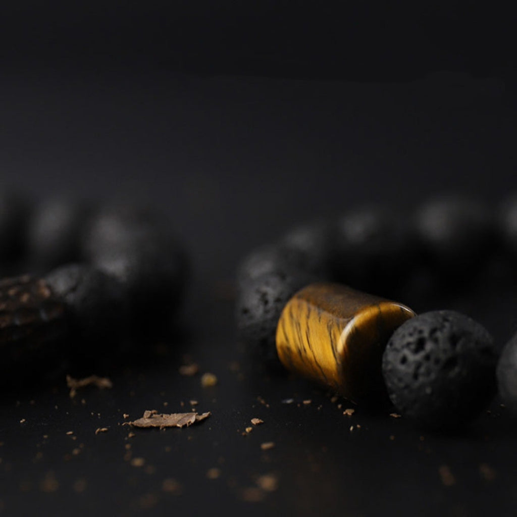 Letitdao Lava Rock Ebony Wood Tiger Eye Support Healing Bracelet