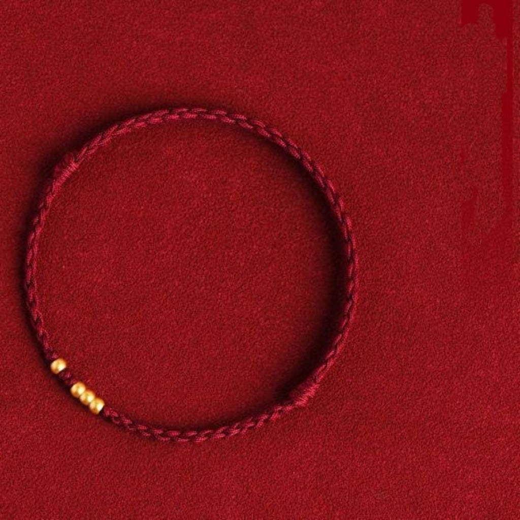 Letitdao A Lifetime Of Ancient Gold Lucky Beads Hand-Woven Red String Bracelet