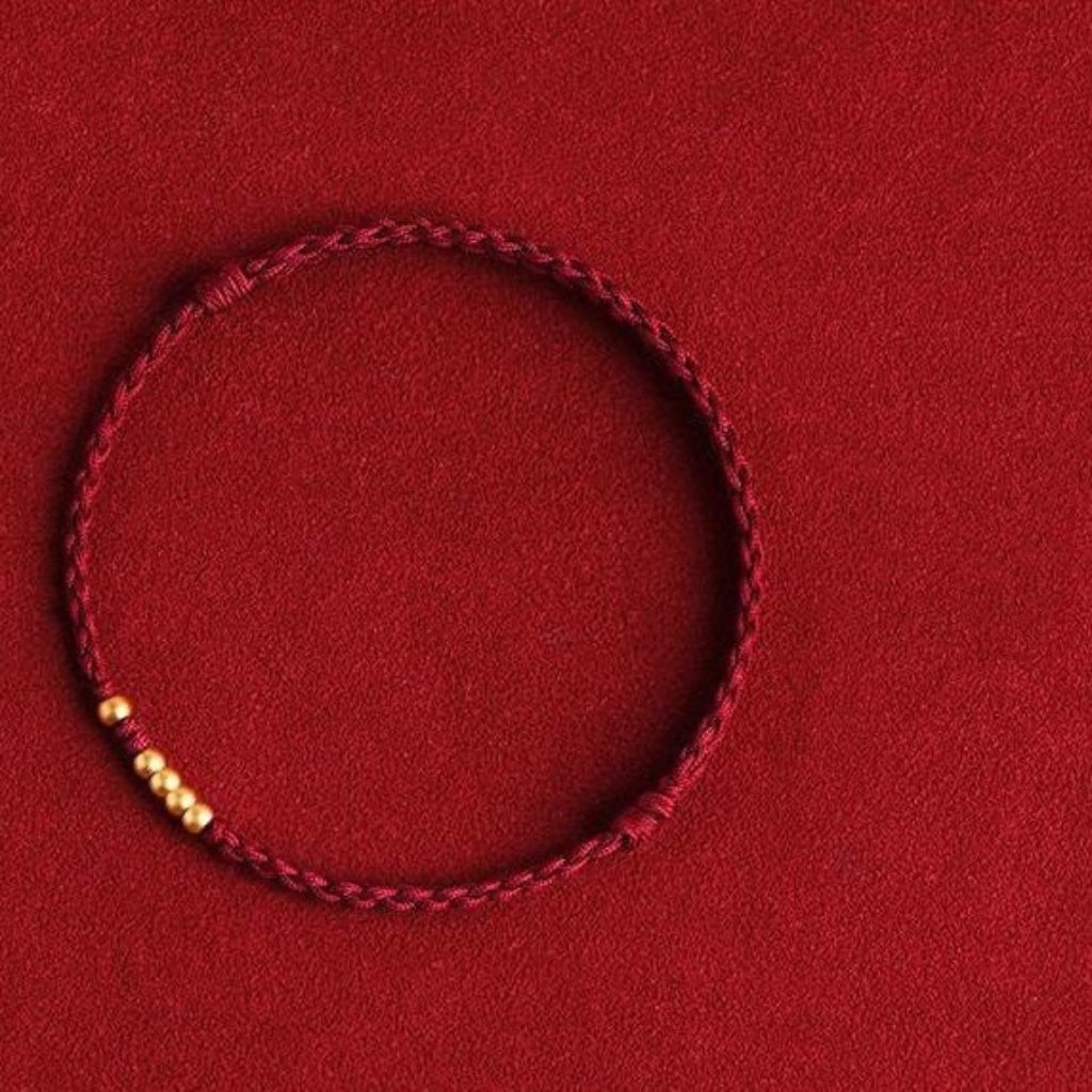 Letitdao A Lifetime Of Ancient Gold Lucky Beads Hand-Woven Red String Bracelet