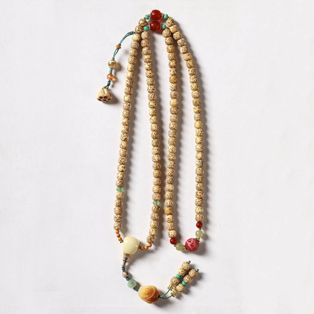 Letitdao Natural Meditation Beads Unique Mindfulness Bracelet Vintage Worry Mala for Anxiety Relief Necklace