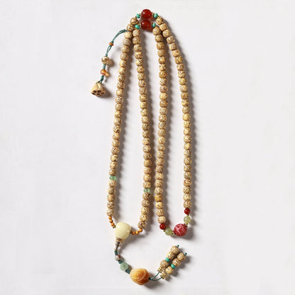 Letitdao Natural Meditation Beads Unique Mindfulness Bracelet Vintage Worry Mala for Anxiety Relief Necklace