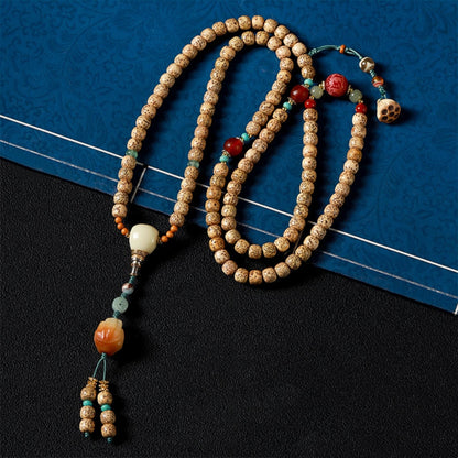 Letitdao Natural Meditation Beads Unique Mindfulness Bracelet Vintage Worry Mala for Anxiety Relief Necklace