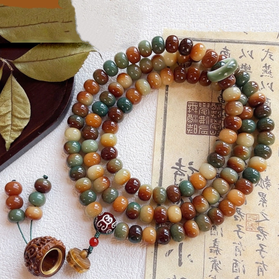 Letitdao Sensory Fidget Beads 108 Natural Seed Mala for Anxiety Relief & Focus Handheld Meditation Toy Necklace