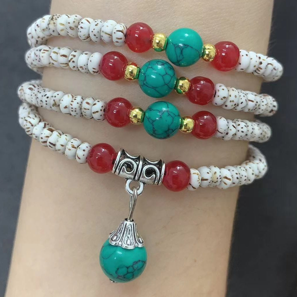 Letitdao Star Moon Rudraksha Bracelet Boho Chic Meditation & Yoga Jewelry Necklace