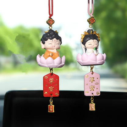 Letitdao Cute Smiley Face Car Hanging Ornament Cartoon Character Air Freshener for Car Interior Decor