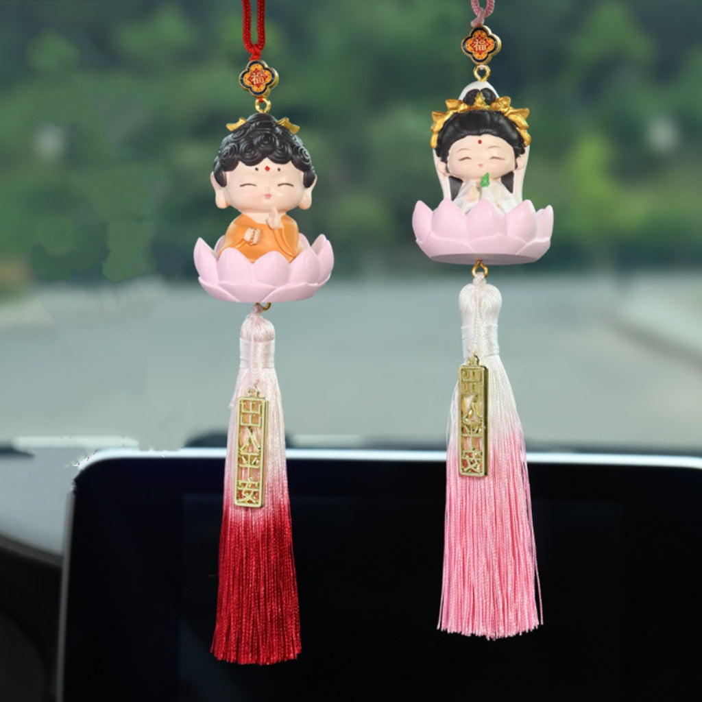 Letitdao Cute Smiley Face Car Hanging Ornament Cartoon Character Air Freshener for Car Interior Decor