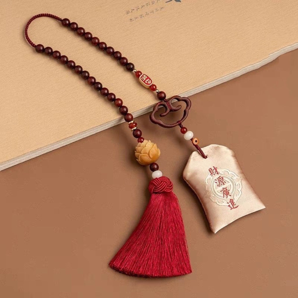 Letitdao Mindful Driving Charm Red Sandalwood & Cinnabar Ornament for Calming Focus and Safe Travels