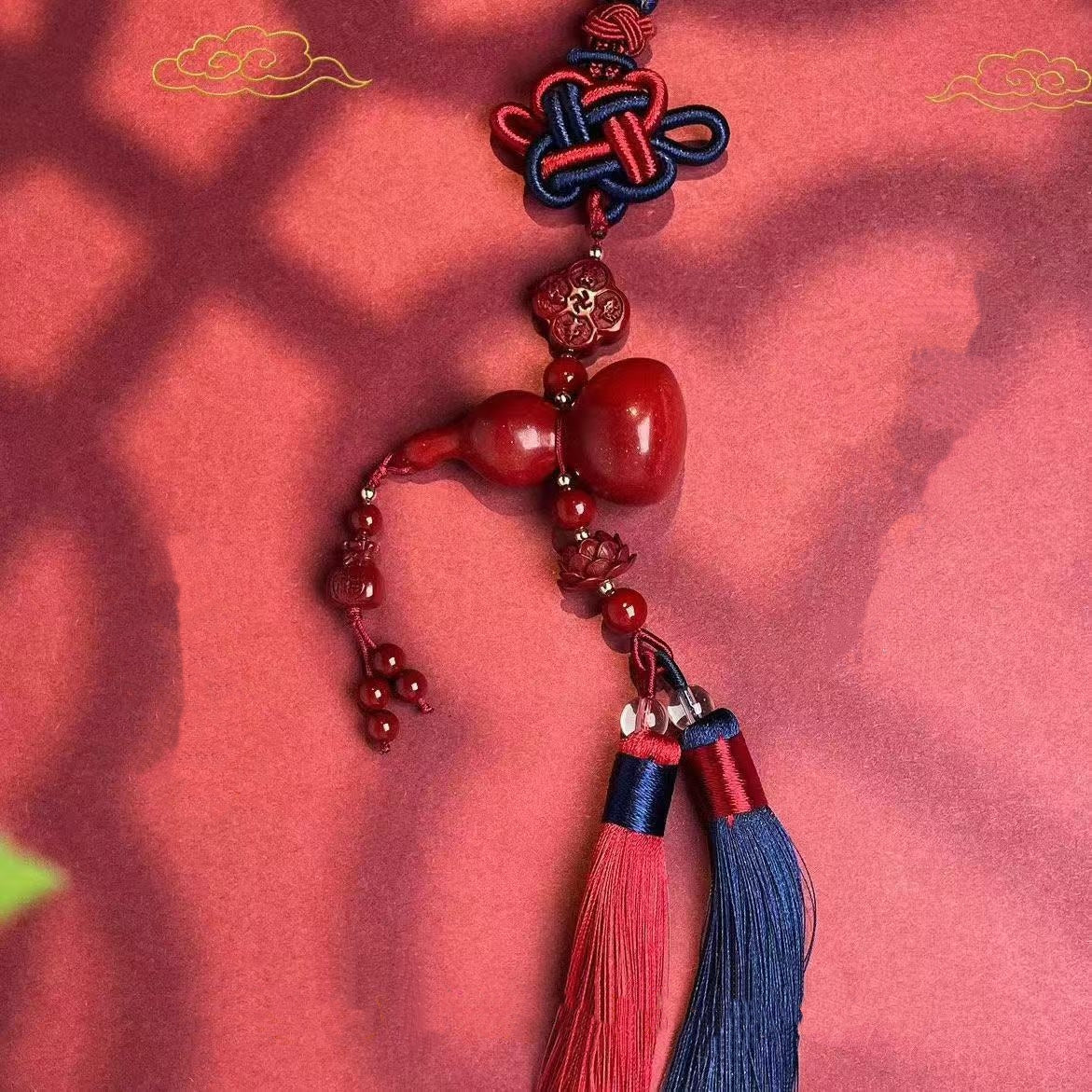 Letitdao Natural Cinnabar Gourd Car Charm Purple Cinnabar Pendant for Luck & Safe Travel Meaningful Protection Gift