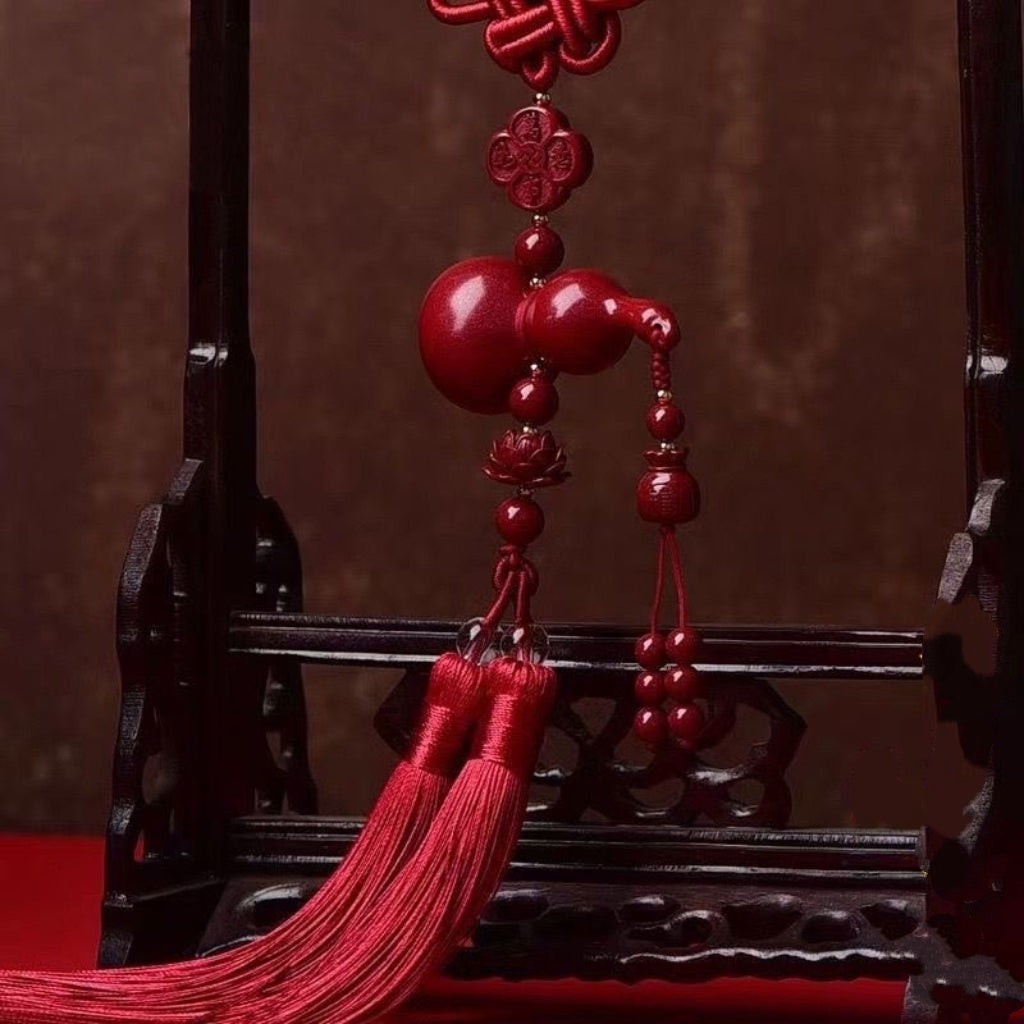 Letitdao Natural Cinnabar Gourd Car Charm Purple Cinnabar Pendant for Luck & Safe Travel Meaningful Protection Gift