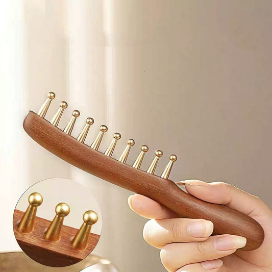 Sale Letitdao Brass Scalp Revival Comb Ayurvedic Massage Tool for Energy Flow & Tension Relief Gua Sha Scraping Implement