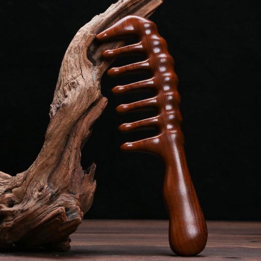 Letitdao Sandalwood Mindfulness Comb Wide-Tooth Massager for Curly Hair & Scalp Wellness Holistic Styling Ritual Tool