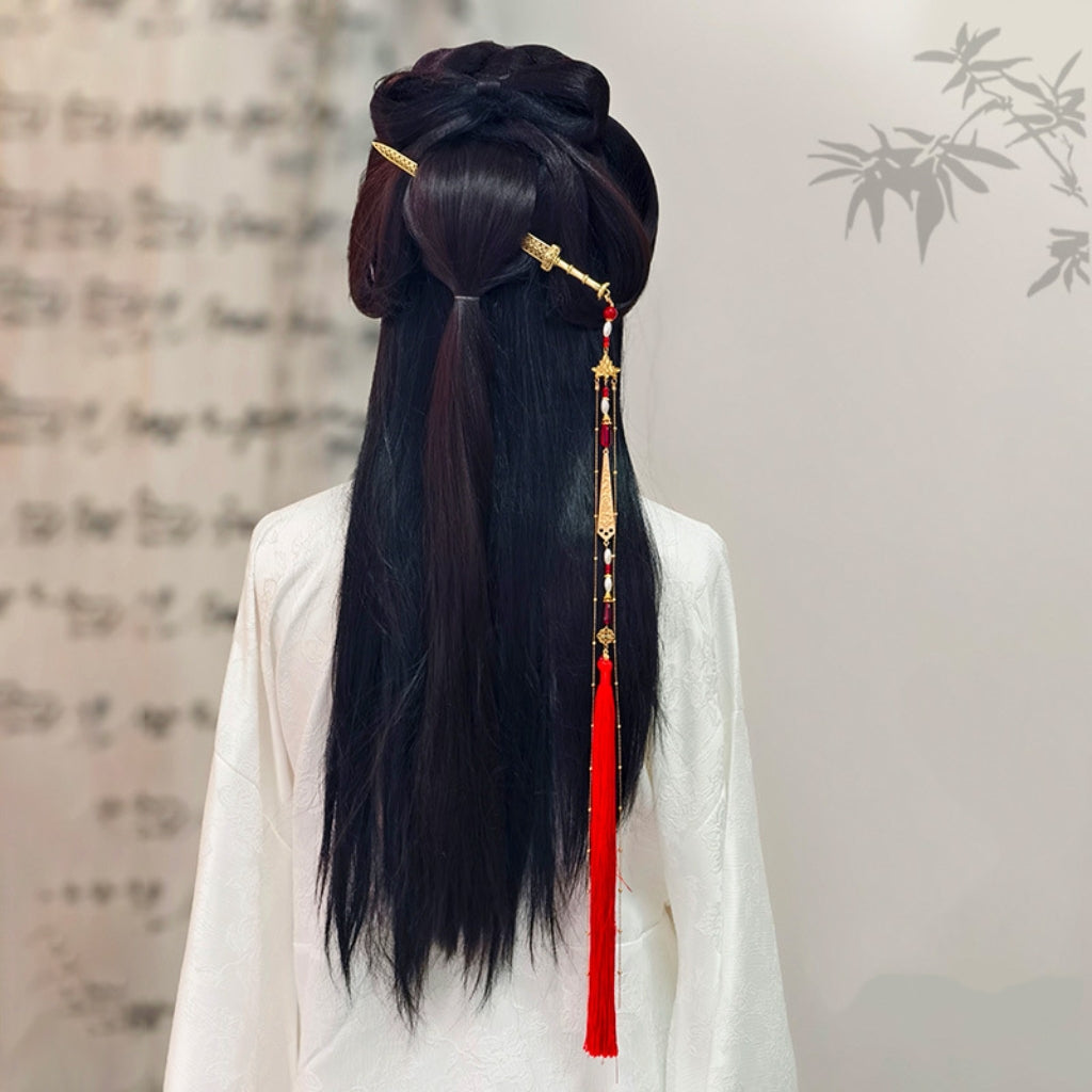 Sale Letitdao Spiritual Sword Hairpin Long Flowing Tassel for Energetic Protection & Mindful Focus Meditative Hanfu Accessory
