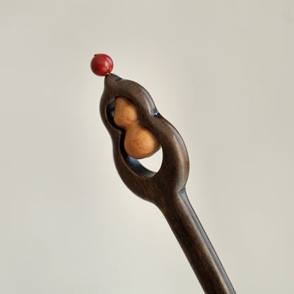 Letitdao Spiritual Sword Hairpin Long FlowiLucky Gourd Hairpin Sandalwood Handmade Hair Stick for Double Blessings & Positive Energy Mindful Cultural Gift
