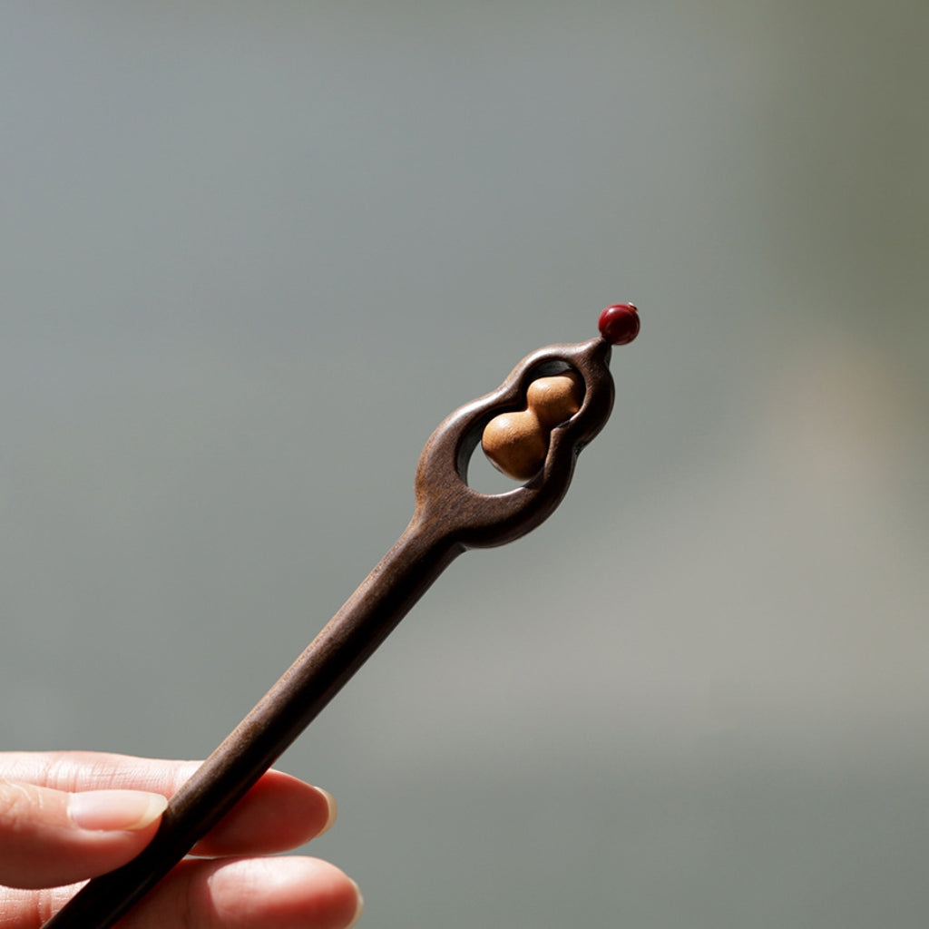 Letitdao Spiritual Sword Hairpin Long FlowiLucky Gourd Hairpin Sandalwood Handmade Hair Stick for Double Blessings & Positive Energy Mindful Cultural Gift
