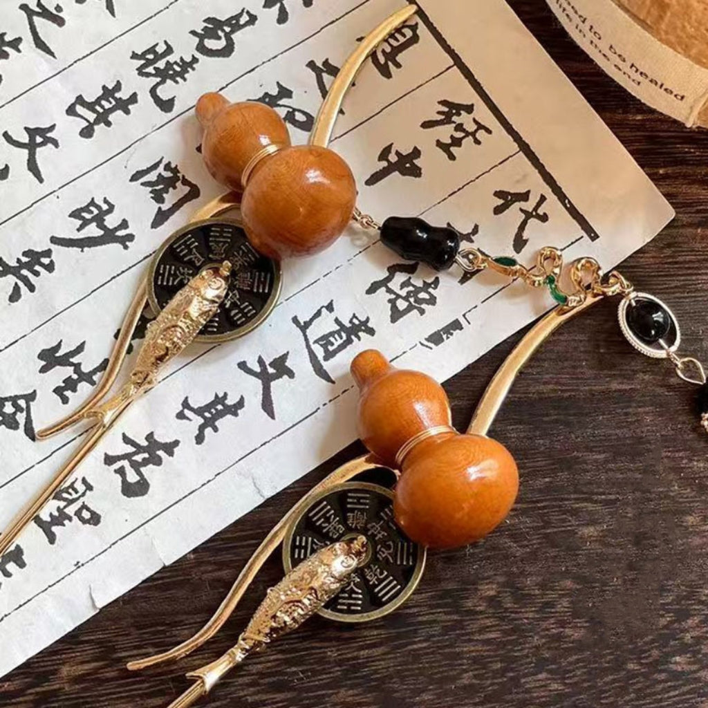Sale Letitdao Spiritual Guardian Hairpin Antique Coin & Gourd with Flowing Tassel for Energetic Protection & Mindful Focus Wearable Talisman Gift