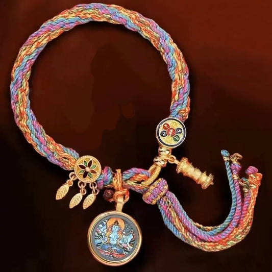 Letitdao Sacred Tibetan Red String Bracelet Hand-Painted Thakra Beads for Energetic Protection & Mindful Blessings Spiritual Guardian Gift