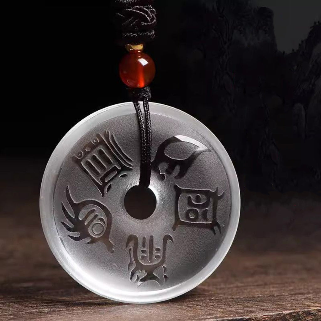 Sale Letitdao Celestial Guardian Pendant Black Obsidian with Ancient Taoist Seals for Energetic Armor & Spiritual Authority Portable Talisman Necklace