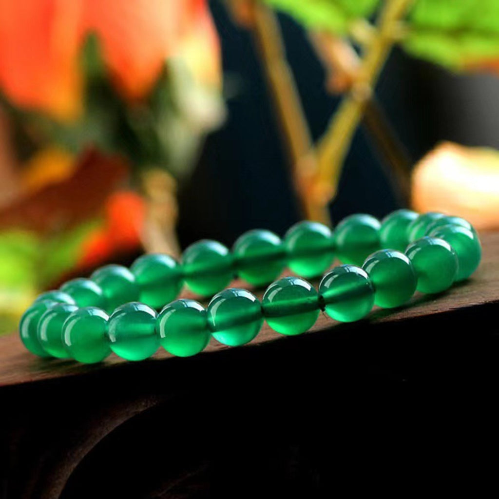 Letitdao Serene Abundance Bracelet Natural Chrysoprase & Agate for Emotional Balance & Gentle Manifestation Healing Gemstone Jewelry
