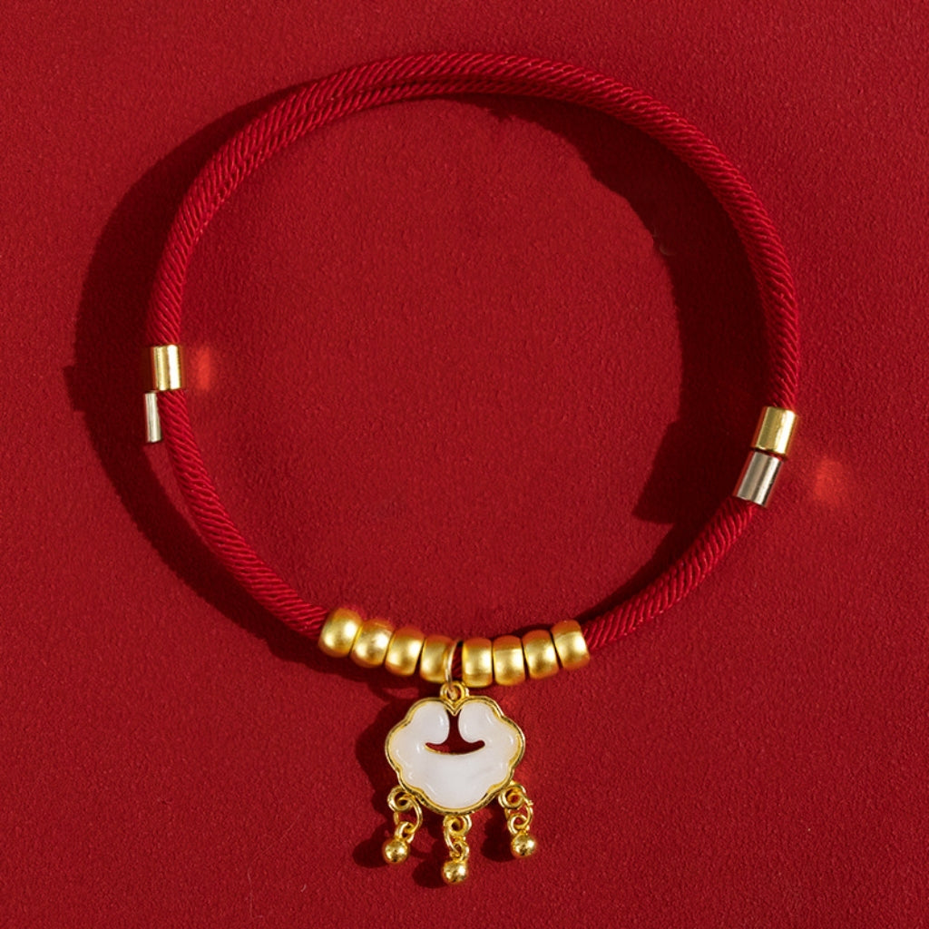 Letitdao New Year Vitality Pet Collar Adjustable Longevity Lock & Gold Beads for Safety Energy Festive Wellness Circle