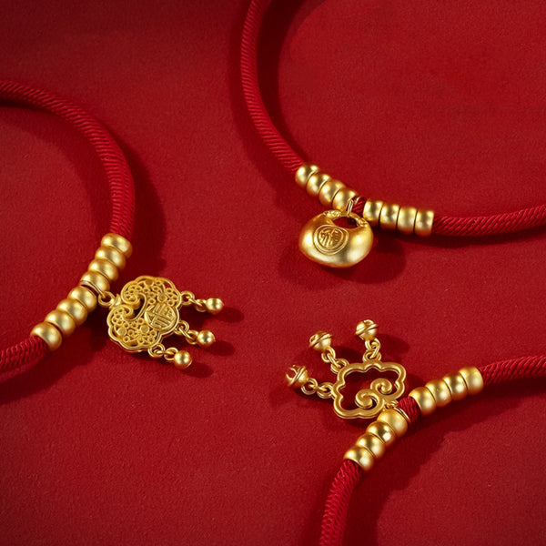 Letitdao New Year Vitality Pet Collar Adjustable Longevity Lock & Gold Beads for Safety Energy Festive Wellness Circle