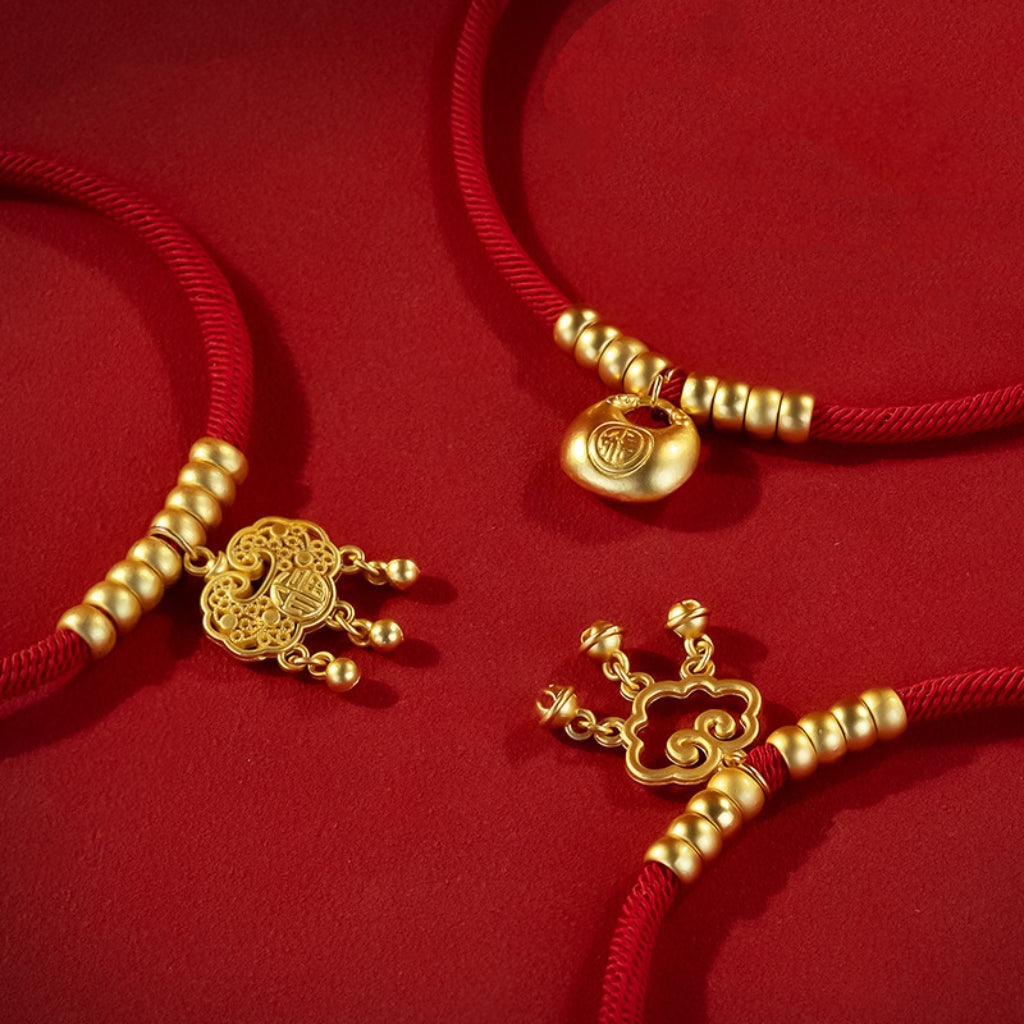 Letitdao New Year Vitality Pet Collar Adjustable Longevity Lock & Gold Beads for Safety Energy Festive Wellness Circle