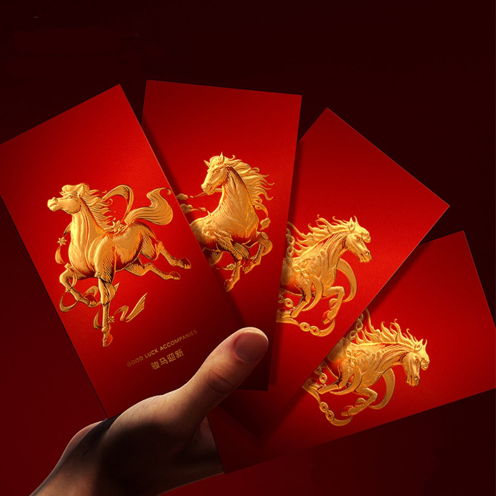 Letitdao 8PCS Christmas Year Of Horse Red Packet Original Design With Tactile Gold Foil Premium Lunar New Year Envelope