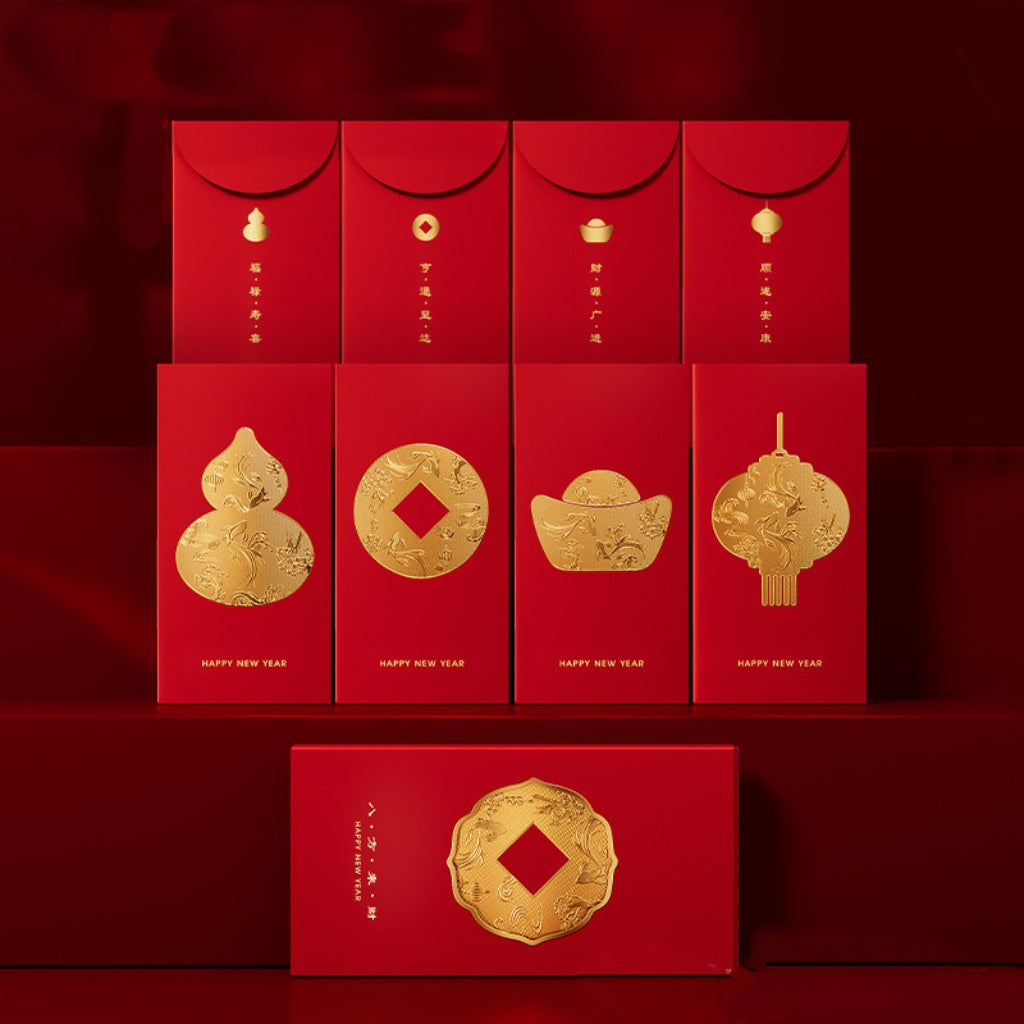 Letitdao 8PCS Christmas Year Of Horse Red Packet Original Design With Tactile Gold Foil Premium Lunar New Year Envelope