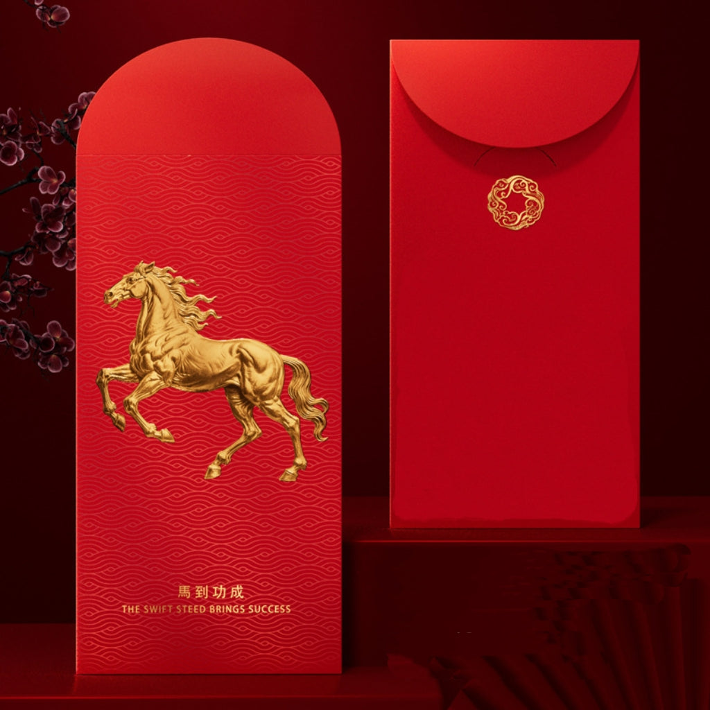 Letitdao Year Of Horse Red Packet Premium Gilded Design for Abundance & Blessings Luxury Fortune Envelope