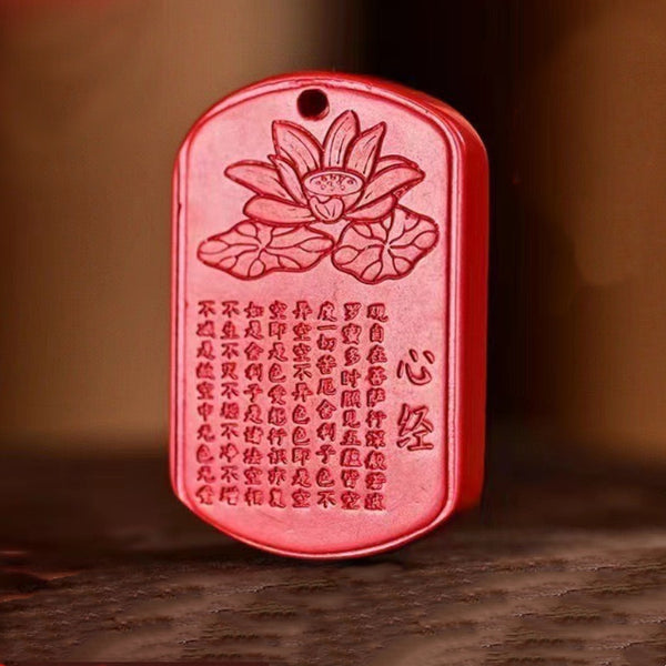 Letitdao Lotus Mantra Energy Pendant Cinnabar & Purple Sand for Year Protection Aura Cleansing Gift