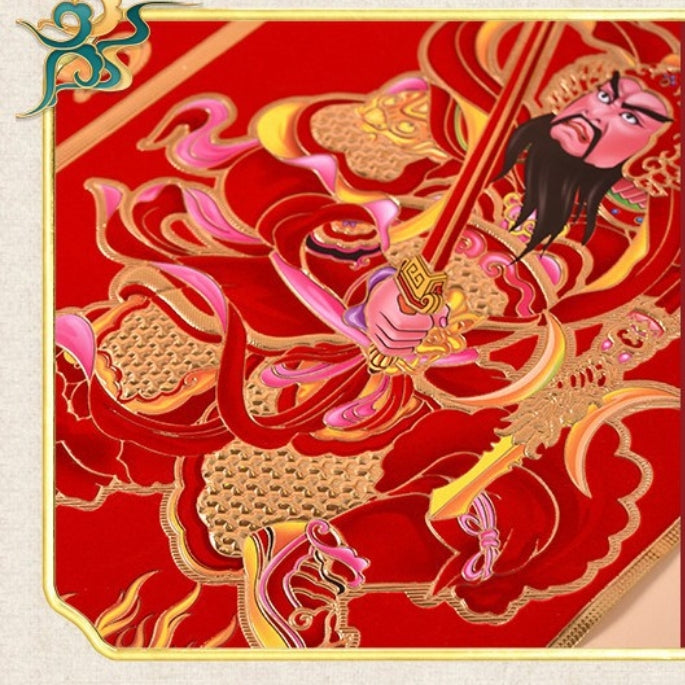 Letitdao Traditional Door Guardians Velvet Gold General Portraits for Chinese New Year Cultural Protection Art