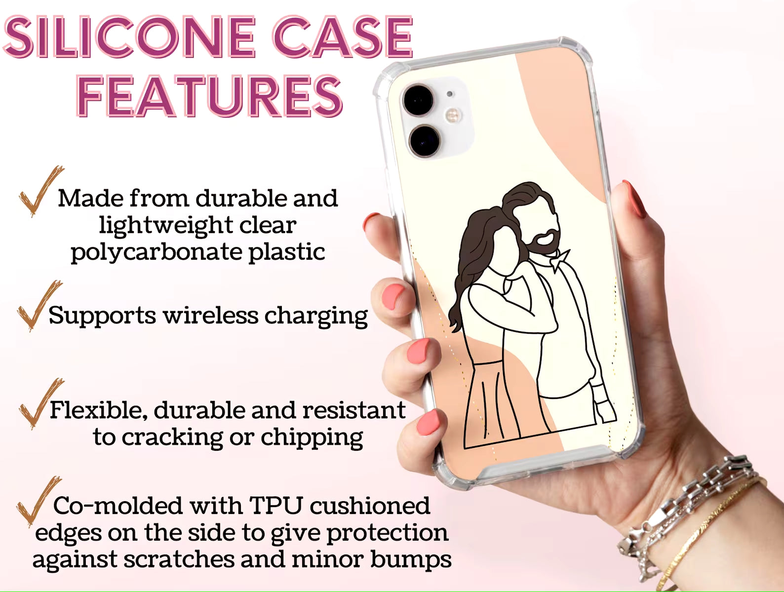 $9.9 Includes All Fees- Letitdao Couple Line Art Phone Case Faceless Case Couple Illustration Matching Couple Case