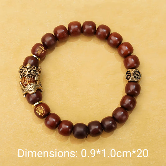 Letitdao Guardian Bracelet Lightning-Struck Jujube Wood Pi Xiu Gilded with Taoist Seals