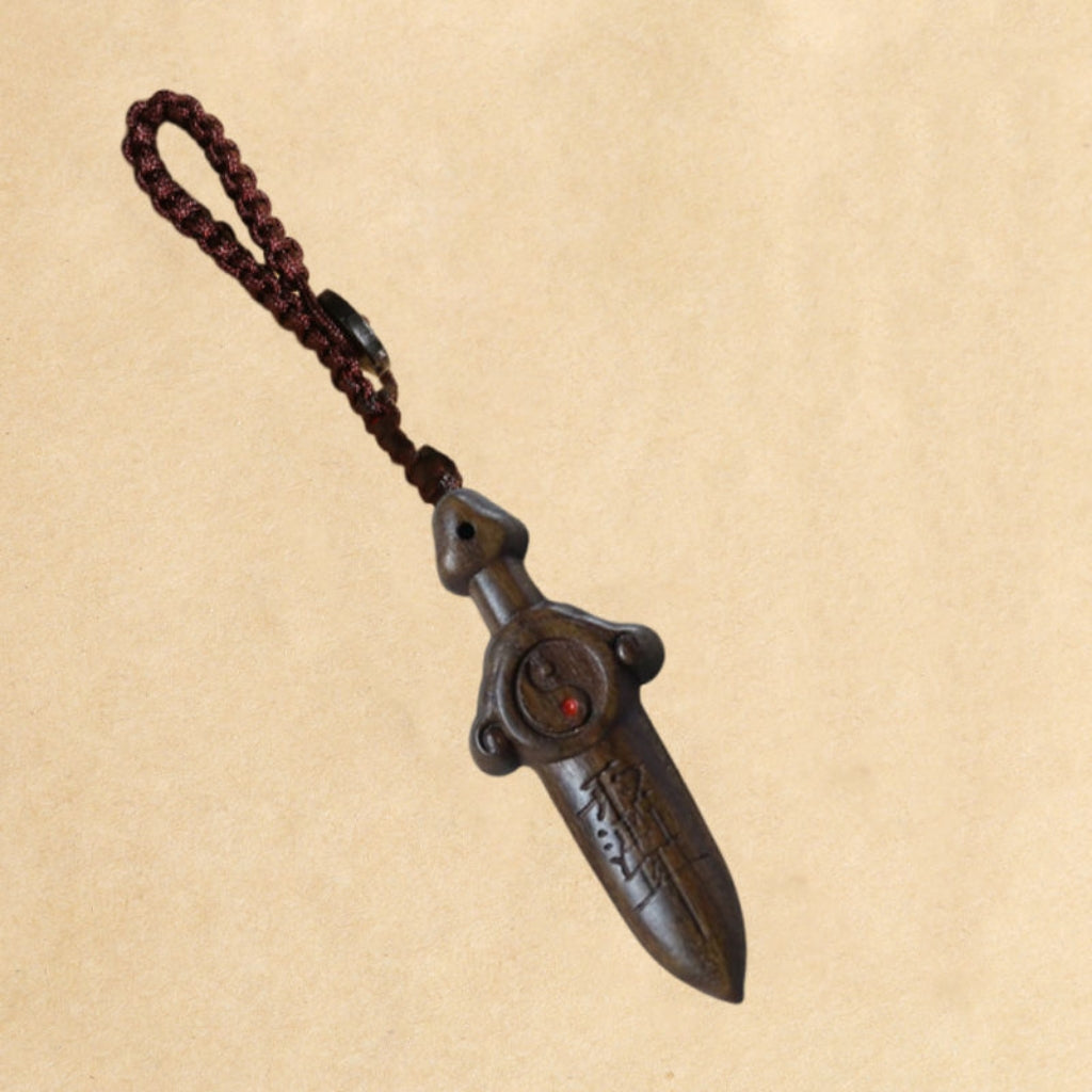 Letitdao Lightning-Struck Wooden Sword & Positive Energy Car Pendant- Natural Wood Construction with Distinctive Design for Decorative Use Keychain