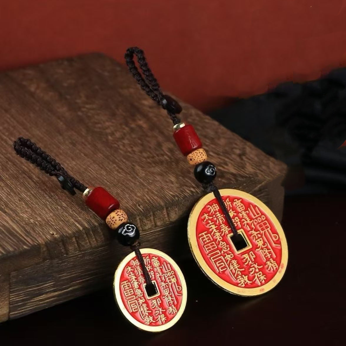Letitdao Cool Keychain Upgrade with Ancient Coin Charm & Red Thread for Stylish Ride Protection