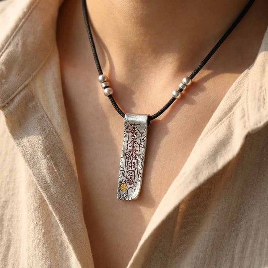 Taoist Imperial Decree Meditation Mantra Pendant Yin-Yang Bagua Body Protection Necklace