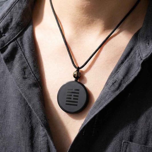 Letitdao Career Flow & Strategic Wisdom Pendant Black Obsidian “Xuanwu” Tortoise-Snake for Water Element Energy