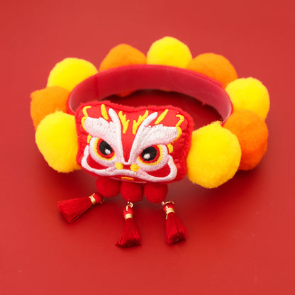 Letitdao 静谧暖冬舒适项圈 红色毛球流苏 保暖能量 & 新年喜悦 可调节节日饰带