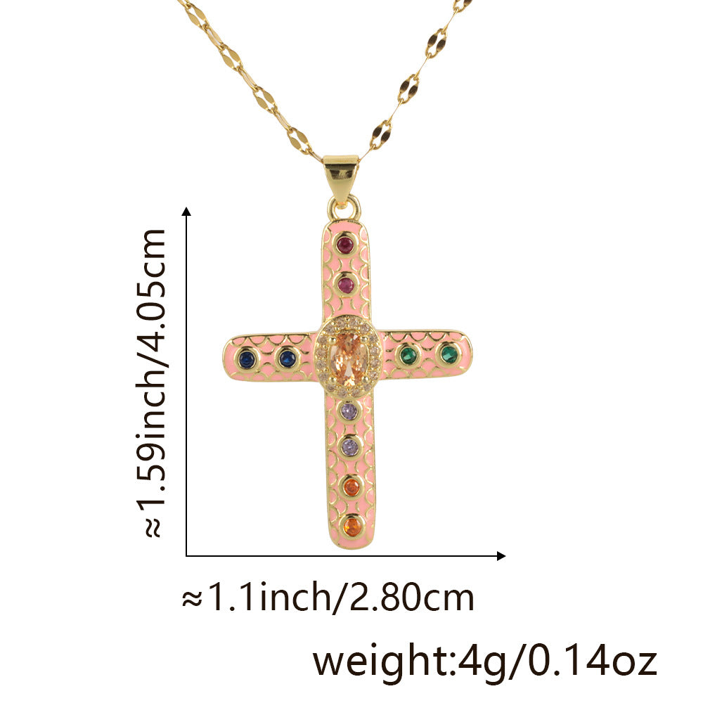 Letitdao Gold-plated Zirconia Multicolor Spectrum Pendant Necklace - Fashion Gradient Jewelry