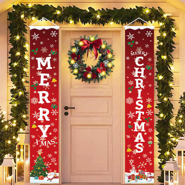 $9.9 Includes All Fees-Letitdao Christmas Portal Decor Set Couplet Banners & Door Curtains for Party Background Yuletide Celebration System