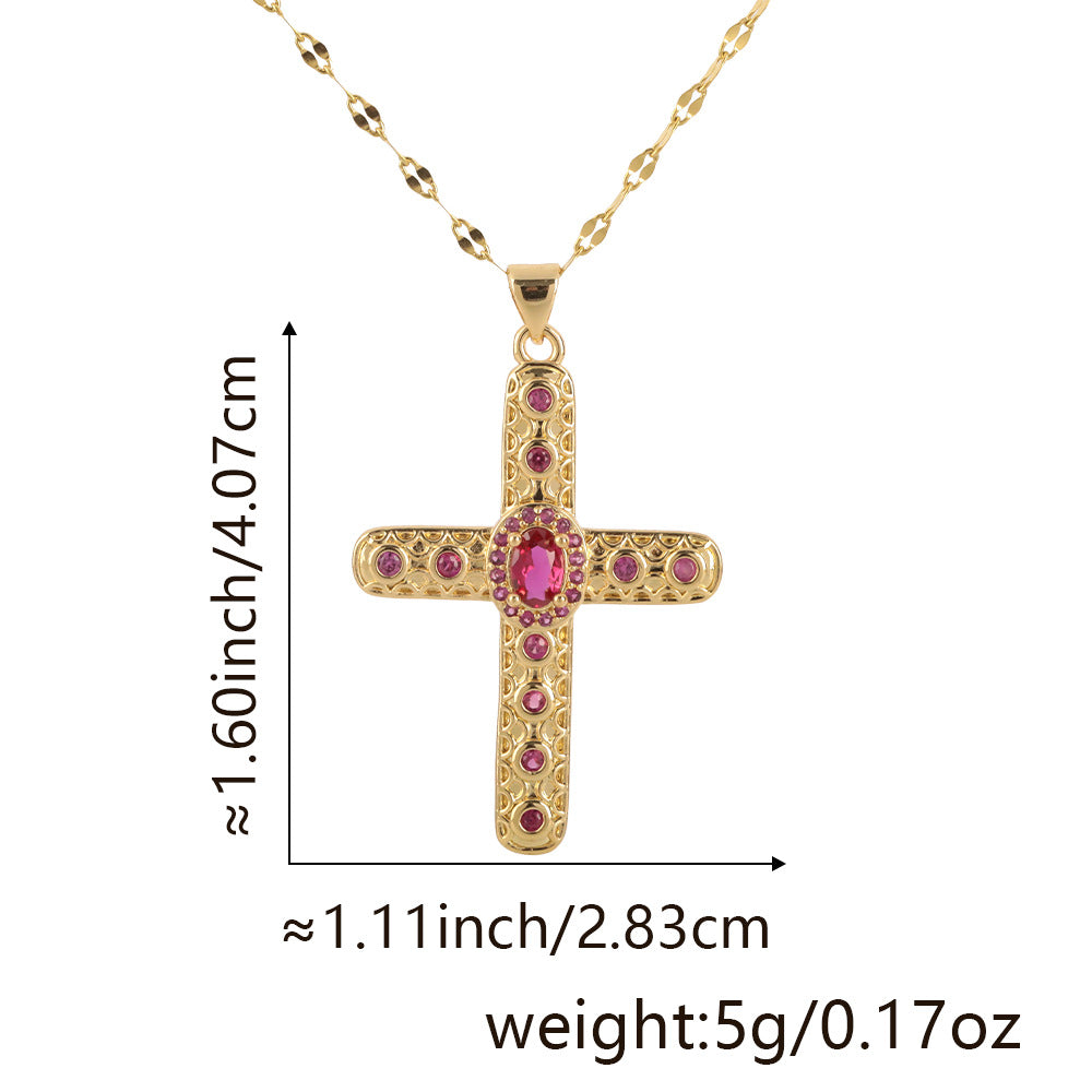 Letitdao Gold-plated Zirconia Multicolor Spectrum Pendant Necklace - Fashion Gradient Jewelry