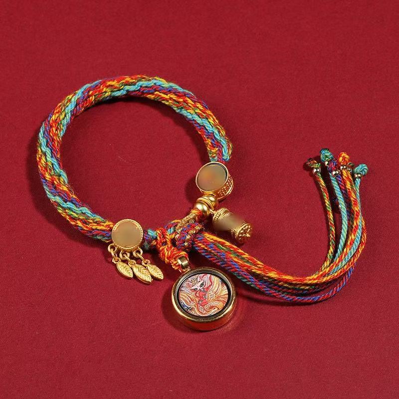 Letitdao Sacred Tibetan Red String Bracelet Hand-Painted Thakra Beads for Energetic Protection & Mindful Blessings Spiritual Guardian Gift