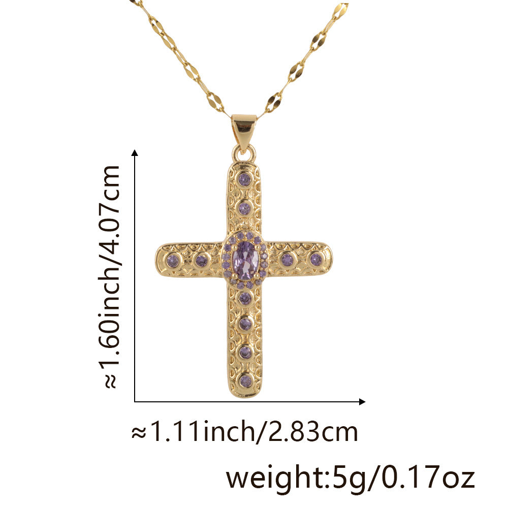Letitdao Gold-plated Zirconia Multicolor Spectrum Pendant Necklace - Fashion Gradient Jewelry