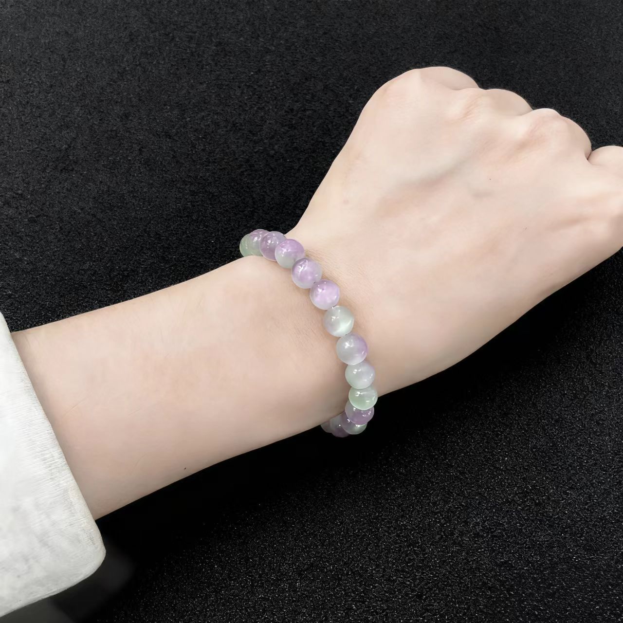 Letitdao Luminous Clarity Bracelet Natural Cat's Eye & Clear Crystal for Mental Focus & Positive Energy Aura Cleansing Jewelry