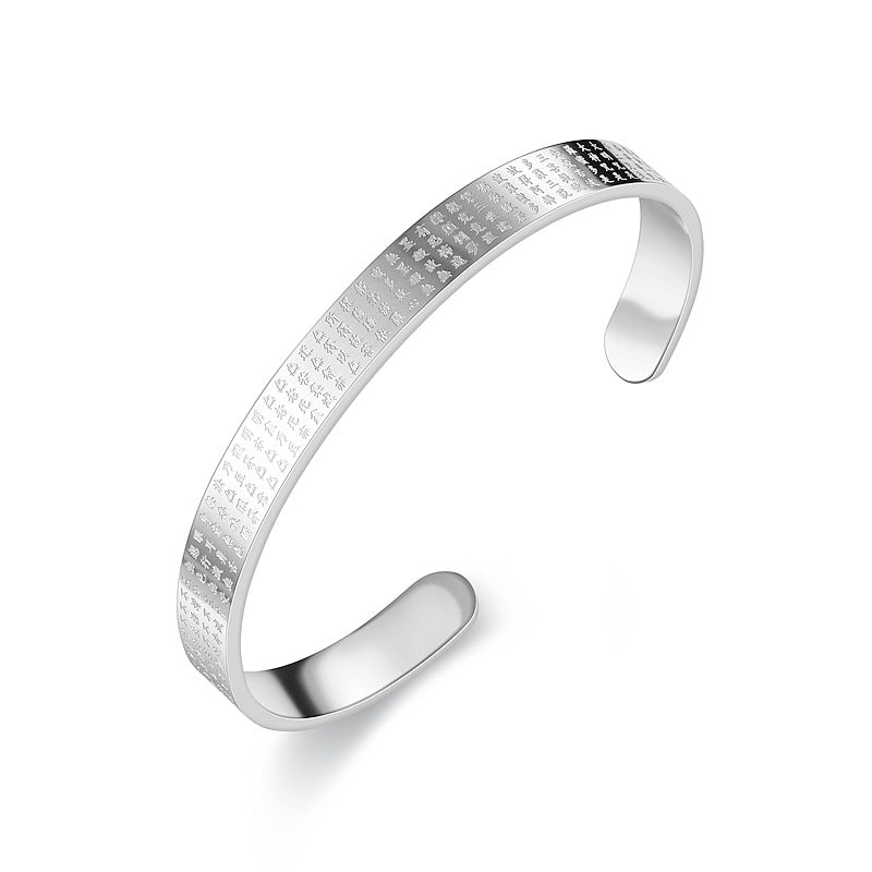 Letitdao Kinetic Mantra Cuff Titanium C-bangle with Adjustable Fit Tech Protection Jewelry