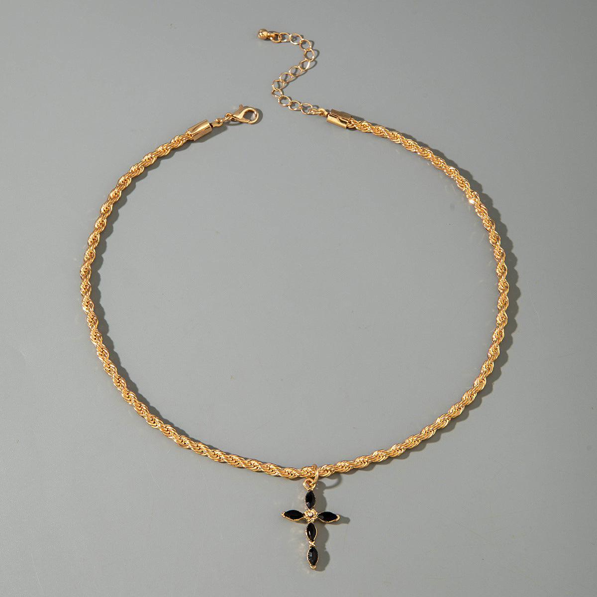 Letitdao Layered Faith Necklace Geometric Cross & Heart Y-chain with Diamonds Modular Stacking Jewelry