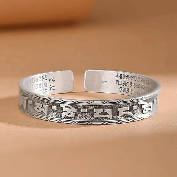 Letitdao Open Mantra Cuff Adjustable Bangle With Vintage Energy Unisex Couple Jewelry