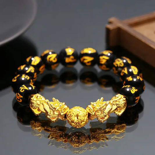 Letitdao Vintage Glow Modern Power The Unapologetic Brass Pi Xiu Bracelet for Bold Energy & Luck